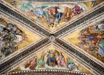 Frescoed vault by Giovanni da Fiesole known as Fra Angelico and Luca Signorelli, Chapel of the Madonna di San Brizio, Cathedral of Orvieto, Italy
