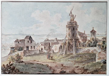 A Chappe telegraph at the top of a tower, by Goblain, late 18th century