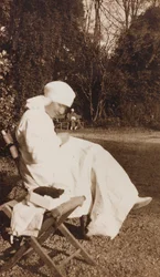Album of the First World War in Friuli-Venezia Giulia: Portrait of a Red Cross Nurse in the Park of Villa Brazzà, Home to 17 of the Hospital of War in Soleschiano Manzano