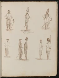 Eight Studies of Standing Soldiers in Uniform