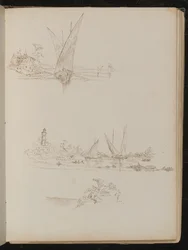 Three Studies of Ships, Boats and Coastal Landscape