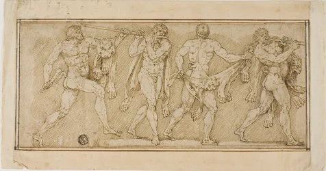 Frieze of Satyrs Wearing Lion Skins and Playing Pipes