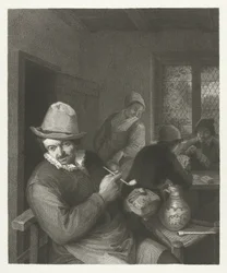 Tavern Scene with Man Filling a Pipe