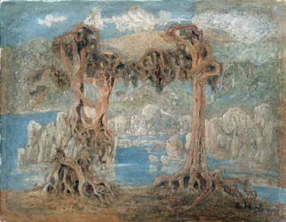 Landscape. Bare Trees on the Seashore, Norway