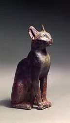 Statuette of a Cat with Gold Earrings, the Sacred Representation of the Goddess Bastet, c. 664-630 BC