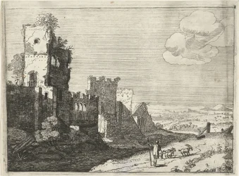 Goatherd by a Castle Moat