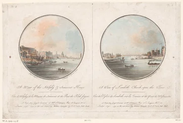 View of the Adelphi and Somerset House from the Thames and View of Lambeth Church from the Thames