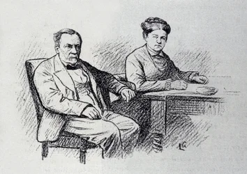 Portrait of Louis Pasteur Dictating a Relationship with His Wife. Sketch by Lucien Laurent-Gsell
