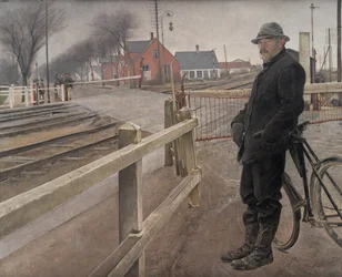 Waiting for the Train. Level Crossing by Roskilde Highway
