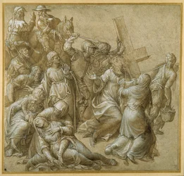 Christ bearing His Cross encounters St Veronica
