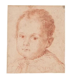 Portrait study of a child with a pearl necklace