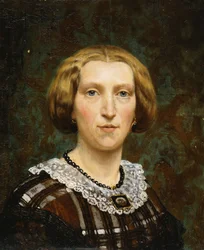 Portrait of Sientje Tadema, Small Bust Length, in Brown and White Dress and Black Shawl