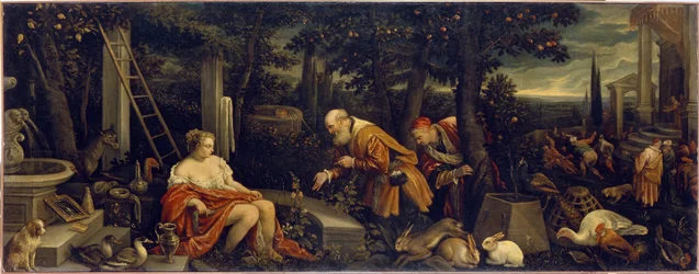 Susanna and the Elders. Painting by Leandro Bassano (1557-1622), oil on canvas, ca. 1580. Italian art (Venice)