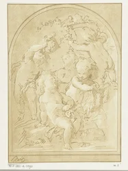 Five Putti with Flowers and Garlands by a Vase