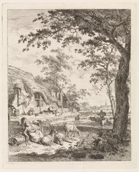 Shepherdess with Sheep in Front of a Farm (Landscapes with Figures)