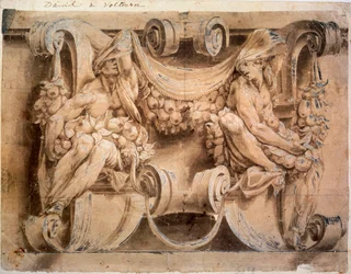 Sketch for a frieze with two caryatids, 1546-1554