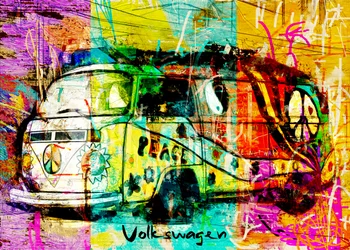 Colorful Hippie Camper Van