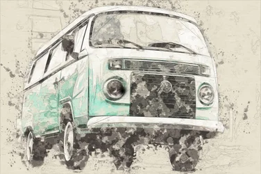 Iconic Retro Teal Van