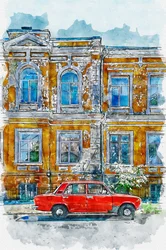 Vintage Car City Building