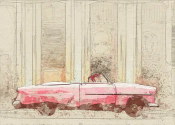 Pink Convertible Sketch