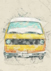Yellow Retro Camper Van