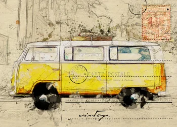 Yellow Van Travel Sketch