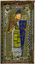 Representation of the enamel effigy of Geoffrey V on his tomb at Le Mans Cathedral