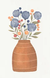 Blue Berries Floral Vase