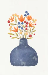 Blue Vase Wildflowers