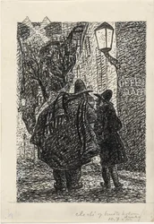 Two Men on the Street in the Dark