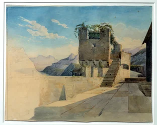 The Terrace of the Inn. Painting by Leo Von Klenze