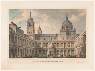 View of the Patio de los Evangelistas of the Monasterio de San Lorenzo de El Escorial