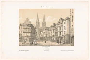 View of the Rue Kéréon and the Cathedral in Quimper