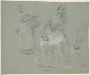 Study of Two Women, One Seated and One Holding a Basket