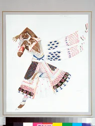 Ballets Russes: "Bayadere" Costume Design by Leon Bakst for the Ballet "The Blue God" by Michel Fokine