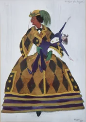 Englishwoman. Costume Design for the Ballet The Magic Toy Shop by G. Rossini