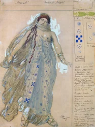 Phaedra. Costume Design for the Drama Hippolytus by Euripides
