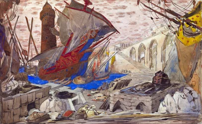Set Design for La Pisanelle ou la mort parfumee by Gabriele d