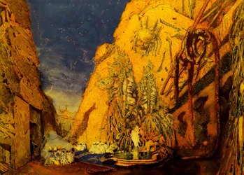 Stage Design for the Ballet Blue God by R. Hahn, 1911