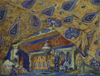 Stage Design for the Ballet Oriental Fantasy by Ippolitov-Ivanov and Mussorgsky, 1913
