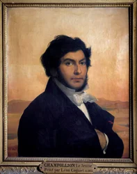 Portrait of Jean-Francois Champollion (1790-1832), French egyptologist, decipherer of hieroglyphs. Painting by Leon