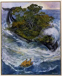 The adventures of Sinbad (Sindbad) the sailor. From the Tales of 1001 Nights (Tales of Thousand One Nights). Illustration by Léon Carré (1878-1942)