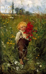 The little boy with the bouquet
