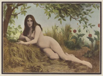 Summer, woman lying in the hay