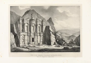 View of a large tomb called El Deir, Petra, 1830