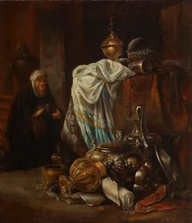 Still Life with Oriental Items and Metal Vessels