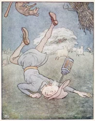 The man in the moon came tumbling down, from A Nursery Rhyme Picture Book, pub. 1914