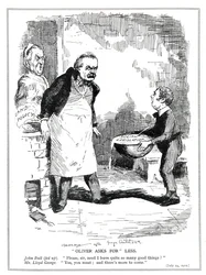 John Bull complains to Lloyd George that there is too much reform in his social legislation and land policy reforms, 1912