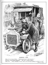 Lloyd George is delayed taking a patient to the doctor under his National Health Insurance Act