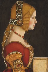 Portrait of Isabella of Aragon, Duchess of Milan, half-length, in profile to the right